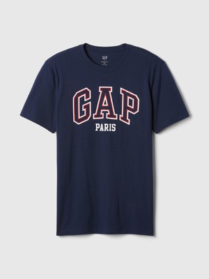 Gap Erkek Lacivert Everyday Soft Gap Logo Paris Grafikli T-Shirt