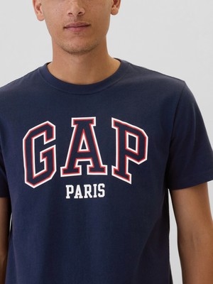 Gap Erkek Lacivert Everyday Soft Gap Logo Paris Grafikli T-Shirt