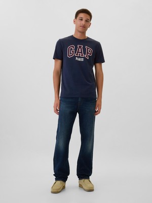 Gap Erkek Lacivert Everyday Soft Gap Logo Paris Grafikli T-Shirt