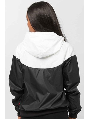 Nike Sportswear Windrunner Jacket Black White Kadın Kapüşonlu Spor Ceket Siyah Beyaz