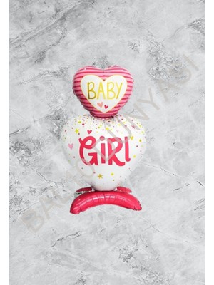 Bal10 Dünyası Ayaklı Pembe Baby Girl Folyo Balon