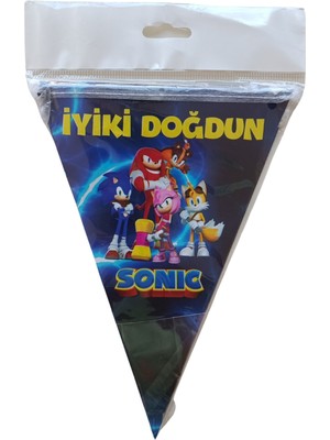 Ngüzel Party Sonic Iyi Ki Doğdun Kaligrafi Banner ve Iyi Ki Doğdun Üçgen Flama