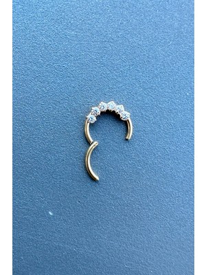 Yeni Nesil Takı Menteşeli Taşlı Halka Piercing