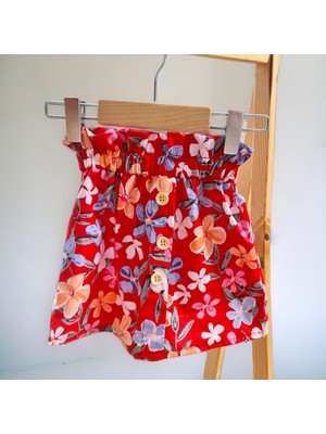 Bebeğime Çorap Kız Çocuk Çiçek Desen Düğmeli Etek