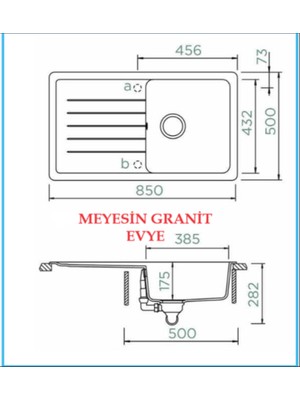 Meyesin Granit Evye Beyaz Tek Göz Damlalıklı Mutfak Evyesi 86 x 50 Cm