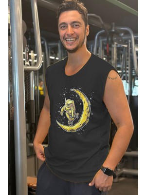 Bluu Kolsuz Spor T-Shirt Tank Top Spor Atlet Fitness Atlet