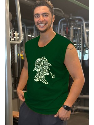 Bluu Kolsuz Spor T-Shirt Tank Top Spor Atlet Fitness Atlet