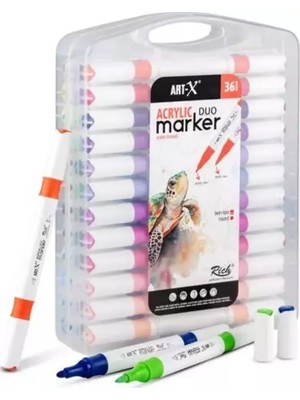 Rich Art-X Acrylic Marker Duo Marker Çift Uçlu Su Bazlı Boyama Kalemi 36 Renk Set
