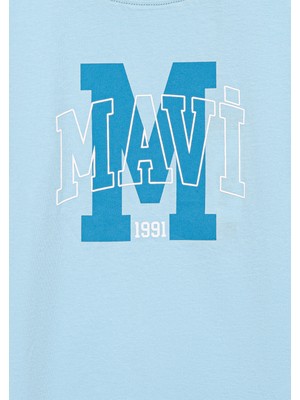 Mavi Logo Baskılı Mavi T-Shirt 7610222-88134