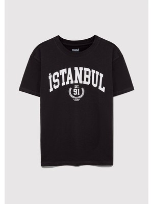 Mavi Istanbul Baskılı Antrasit T-Shirt 6610244-70087