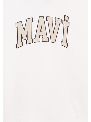 Mavi Logo Baskılı Kapüşonlu Beyaz SWEATSHIRT7610035-81964