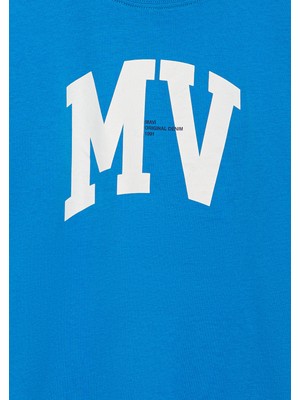 Mavi Mv Logo Baskılı Mavi T-Shirt 6610213-83865