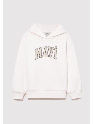 Mavi Logo Baskılı Kapüşonlu Beyaz SWEATSHIRT7610035-81964