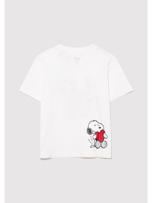 Mavi Snoopy Baskılı Beyaz T-Shirt 7610243-70057