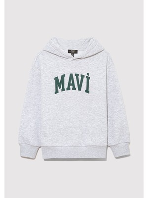 Mavi Logo Baskılı Kapüşonlu Gri SWEATSHIRT6610110-88467