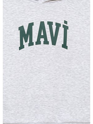 Mavi Logo Baskılı Kapüşonlu Gri SWEATSHIRT6610110-88467