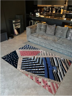 Rugs Modern Shape Koleksiyonu Çok Renkli Puantiye Detaylı Dokuma Taban Modern Dekoratif Halı SHAPE78