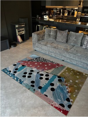 Rugs Modern Shape Koleksiyonu Çok Renkli Puantiye Desenli Dokuma Taban Modern Dekoratif Halı SHAPE82