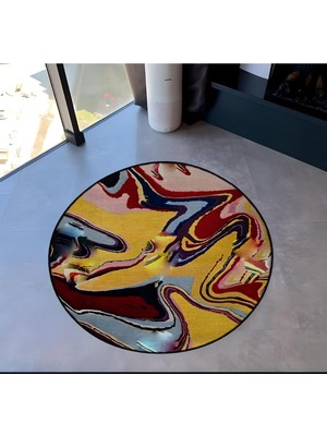 Rugs Modern Shape Koleksiyonu Yuvarlak Çok Renkli Desenli Dokuma Taban Halı SHAPE123