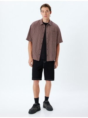 Koton Kısa Kollu Gömlek Desenli Pamuk Karışımlı