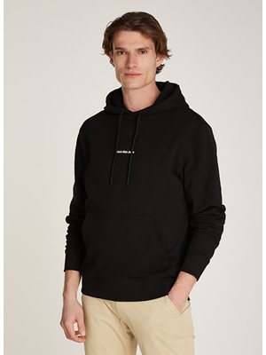 Calvin Klein Jeans Kapüşon Yaka Siyah Erkek Sweatshırt J30J325639BEH Grıd Monogram Hoodıe