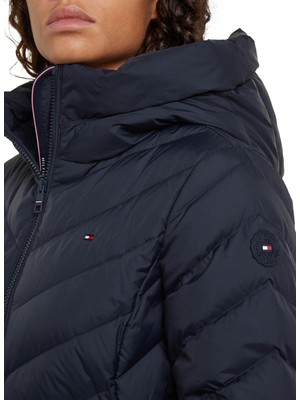 Tommy Hilfiger Lacivert Kadın Şişme Mont Chevron Mw Down Jacket