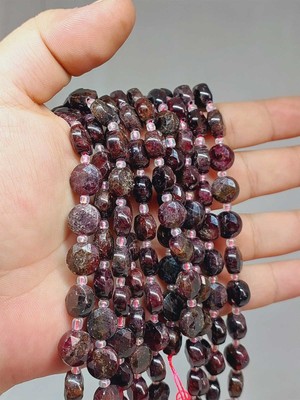 Yaşam Tohumu Çeyrek Dizi (9cm Uzunluğundadır!) Lal (Garnet)(Granat) Taşı 5.5x9.5mm Çeyrek Dizi (52834)