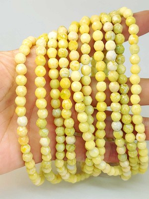 Yaşam Tohumu Çeyrek Dizi (9cm Uzunluğundadır!) Peridot (Zebercet) Taşı Açık Yeşil-Beyaz Alacalı Faset Kesim Çeyrek Dizi 6mm