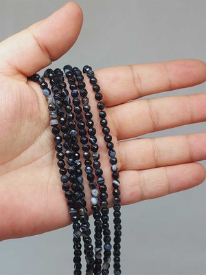 Yaşam Tohumu Çeyrek Dizi (9cm Uzunluğundadır!) Akik Taşı Faset Kesim Çeyrek Dizi 4mm (51414)