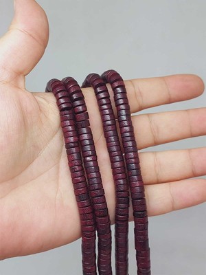 Yaşam Tohumu Çeyrek Dizi (9cm Uzunluğundadır!) Ud Ağacı Ahşap Çeyrek Dizi Rondela Kesim 7.5*2.5mm (51372)