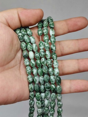 Yaşam Tohumu Çeyrek Dizi (9cm Uzunluğundadır!) Jasper Taşı Arpa Kesim Çeyrek Dizi 6*8.5mm (51302)