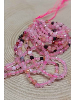 Yaşam Tohumu Çeyrek Dizi (9cm Uzunluğundadır!) Pembe Opal Taşı Çeyrek Dizi 2.5mm