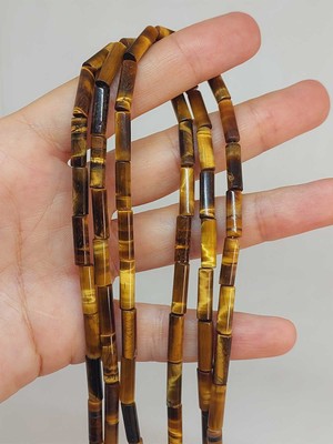 Yaşam Tohumu Çeyrek Dizi (9cm Uzunluğundadır!) Kaplan Gözü Taşı Silindir Kesim 4X12.5MM Çeyrek Dizi (49394)