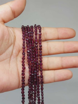 Yaşam Tohumu Çeyrek Dizi (9cm Uzunluğundadır!) Lal (Garnet) (Granat) Taşı Yassı Çeyrek Dizi 2.5*4mm (51208)