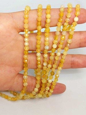 Yaşam Tohumu Çeyrek Dizi (9cm Uzunluğundadır!) Sarı Opal Taşı Faset Kesim Çeyrek Dizi 4mm (45240)