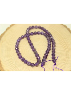 Yaşam Tohumu Çeyrek Dizi (9cm Uzunluğundadır!) Ametist Taşı Canlı Renk Faset Kesim Çeyrek Dizi 6mm