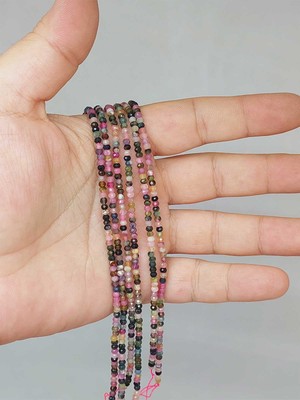 Yaşam Tohumu Çeyrek Dizi (9cm Uzunluğundadır!) Turmalin Taşı Rondela Faset Kesim 2*2.5mm Çeyrek Dizi (51936)