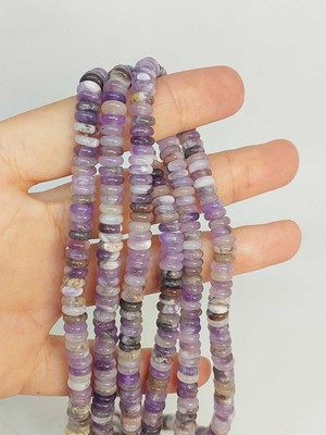 Yaşam Tohumu Çeyrek Dizi (9cm Uzunluğundadır!) Ametist Taşı Rondela Kesim 6x1.5mm Çeyrek Dizi (49424)