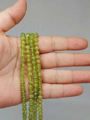 Yaşam Tohumu Çeyrek Dizi (9cm Uzunluğundadır!) Peridot (Zebercet) Taşı Çeyrek Dizi 5mm (51202)