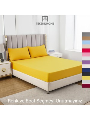 Teksnil Home | Ranforce | Pamuklu Çift Kişilik Sarı  Lastikli Çarşaf | 14 Renk | Fıtted | 180X200