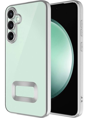 ZORE Samsung Galaxy S24 Plus Kılıf Kamera Korumalı Logo Gösteren Omega Kapak - Gümüş