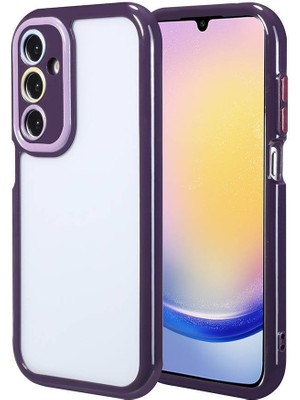ZORE Samsung Galaxy A25 Kılıf Kamera Korumalı Renkli Kenar ve Çerçeve Tasarımlı Vitamin Kapak - Derin Mor