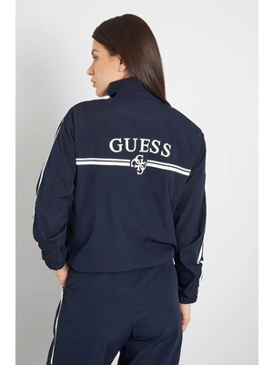 Guess Kadın Arleth Fermuarlı Lacivert Sweatshirt