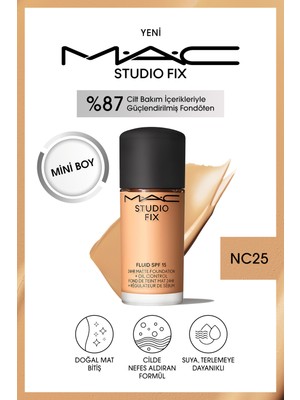 Mac Studıo Fıx Fluıd Spf 15 Mını Mat Fondöten-nc25 15 ml