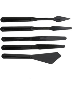 Rich Plastik Spatül Seti 5'li Siyah Sanatsal Malzemeler için Her Yüzeyde Kullanıma Uygun