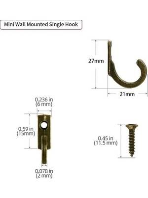 Rainbow 58 Parça Duvara Monte Kanca, Küçük Askı, Kahve Fincanlarını Asmak Için Tekli Askı, Mutfak Havlusu Bronz (Yurt Dışından)