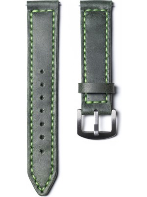 Atelier Duos 22 mm Çift Kat Deri Saat Kayışı-Yeşil