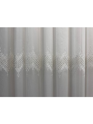 Boutique Curtain Bambu Brode Dantel Işlemeli Sık Pile Tül Perde Salon Perdesi