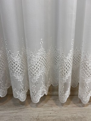 Boutique Curtain Bambu Brode Dantel Işlemeli Sık Pile Tül Perde Salon Perdesi