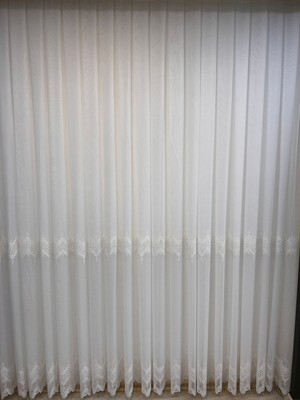 Boutique Curtain Bambu Brode Dantel Işlemeli Sık Pile Tül Perde Salon Perdesi